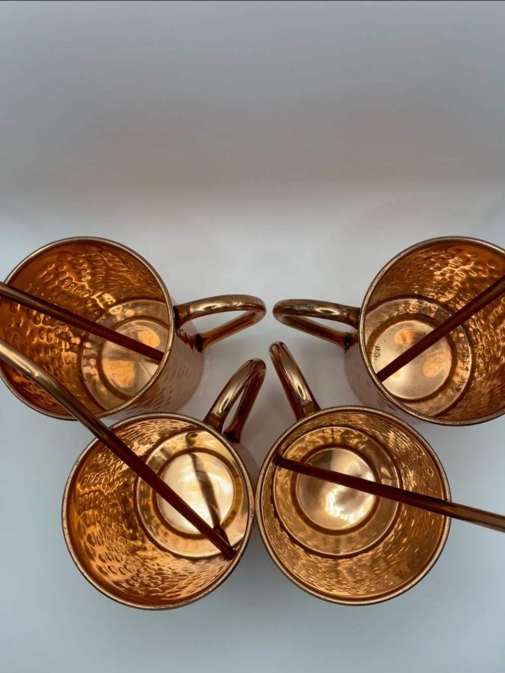 Copper Cure 100% Copper Mugs with Straws (4)